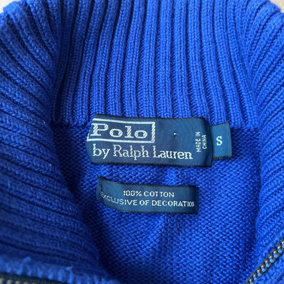 Polo Ralph Lauren Mens Small Pullover Sweater Blue Tight Knit 1/4 Zip Mock Neck - Picture 4 of 9